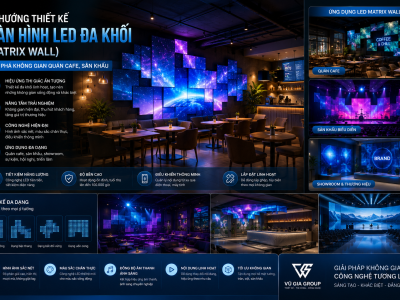 Màn hình LED đa khối Matrix Wall thiết kế hiện đại cho quán cafe và sân khấu công nghệ cao