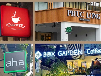 THIẾT KẾ THI CÔNG BẢNG HIỆU QUÁN CAFE ĐẸP GIÁ RẺ 