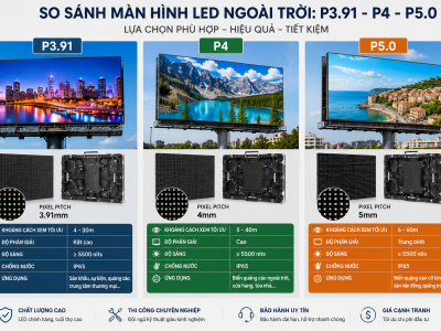 So Sánh Màn Hình LED Ngoài Trời: P3.91, P4 và P5.0